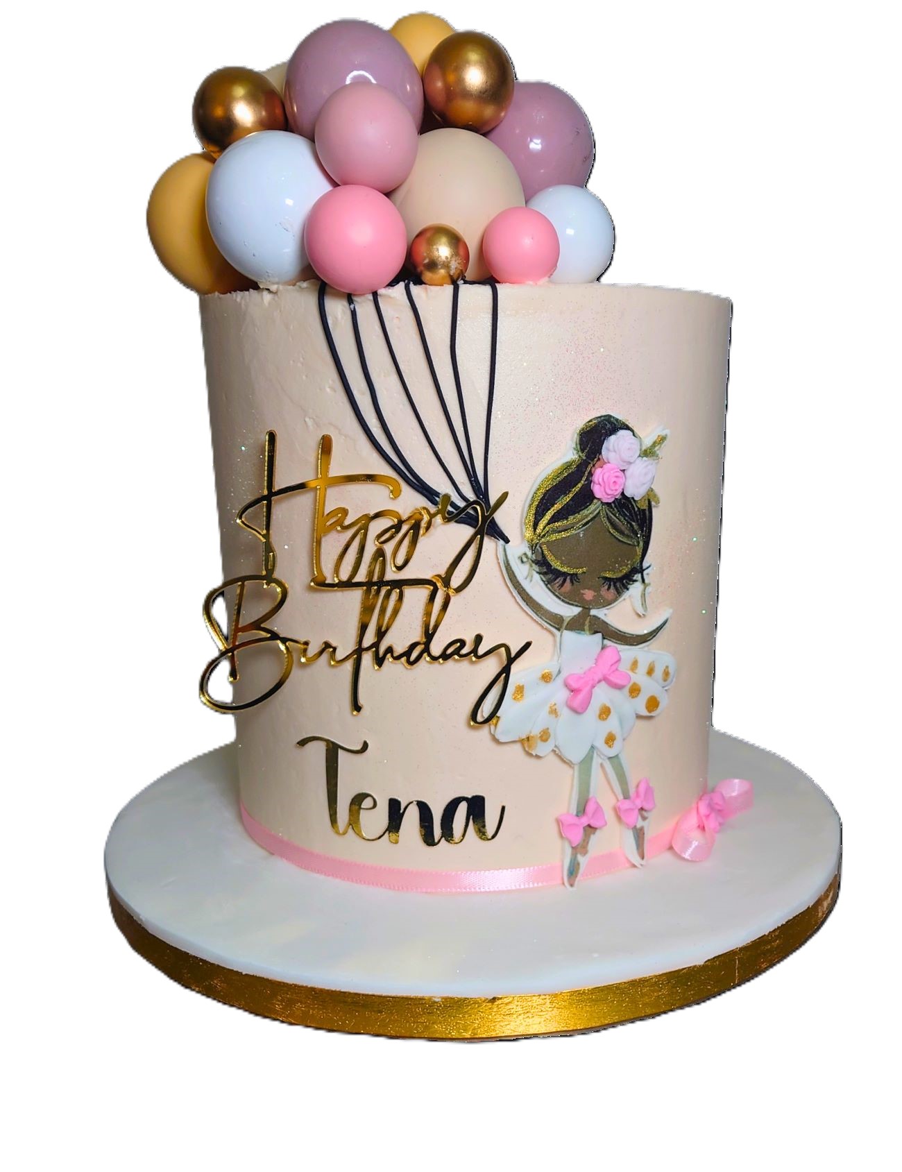 Ballerina Birthday Cake with Balloons