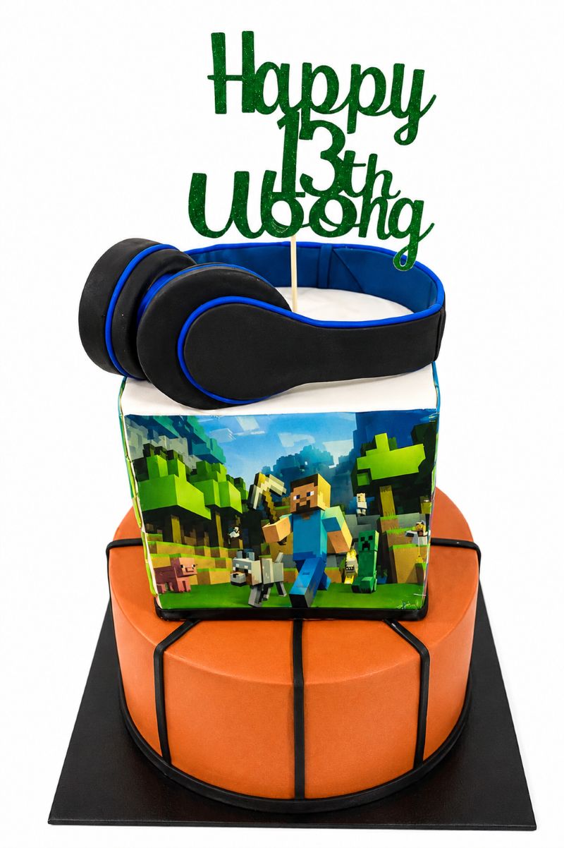 Gaming and Sports Themed Birthday Cake