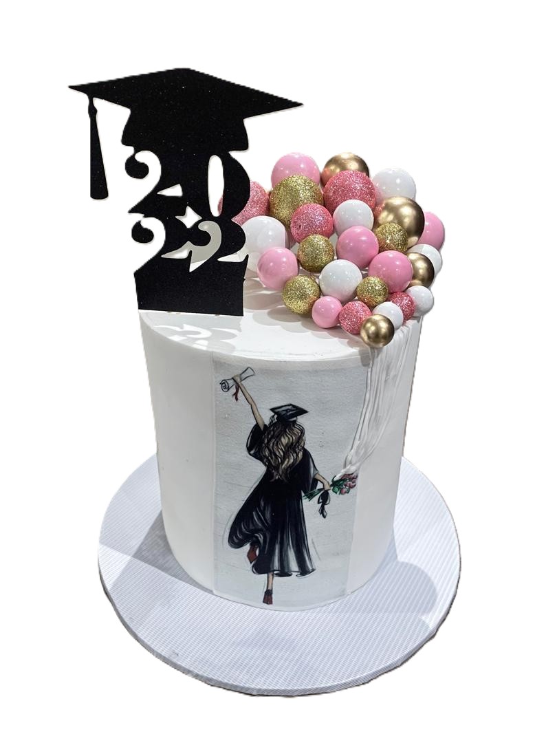 Graduation Silhouette Balloons Cake