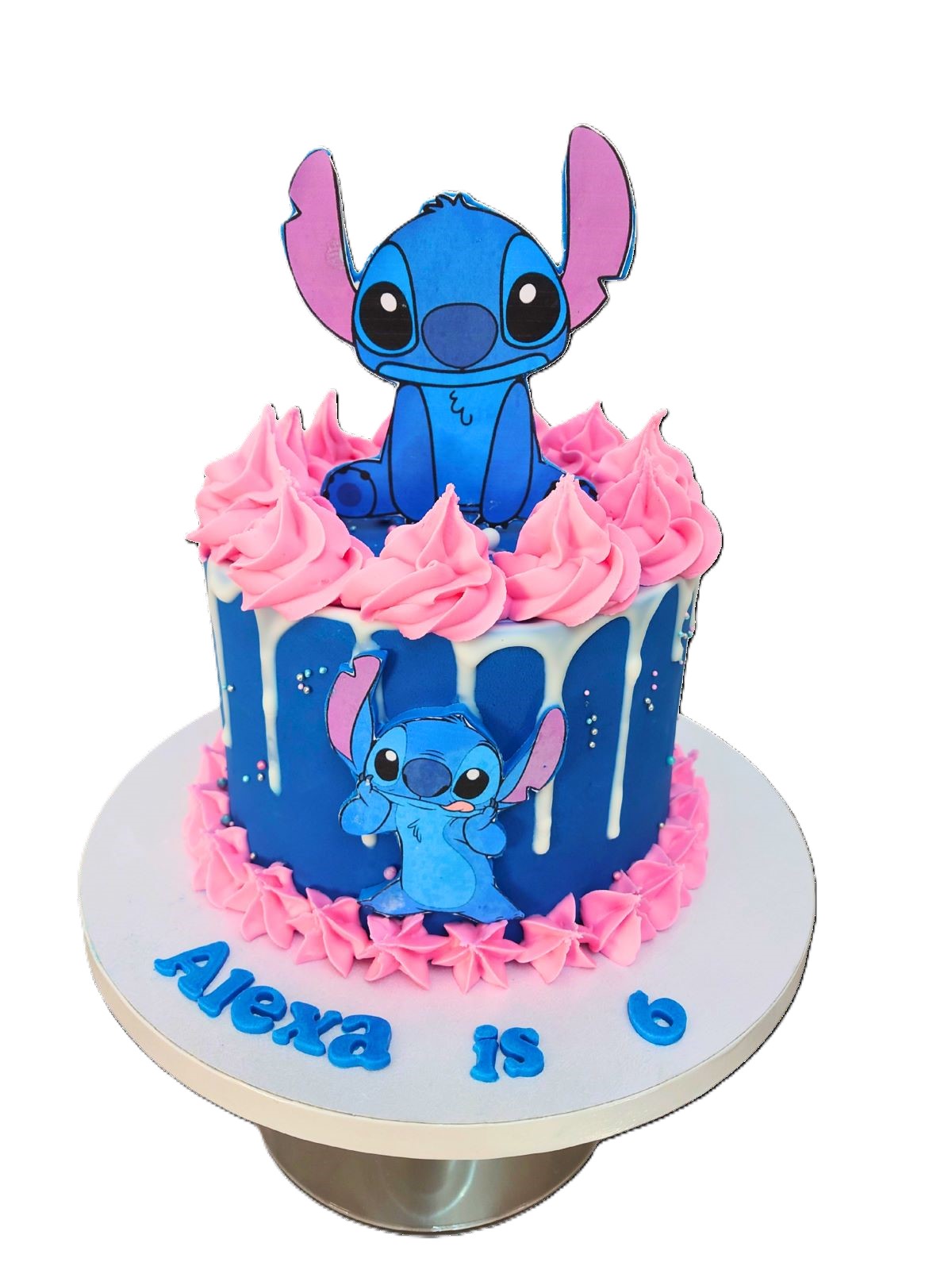 Stitch Blue Drip Birthday Cake