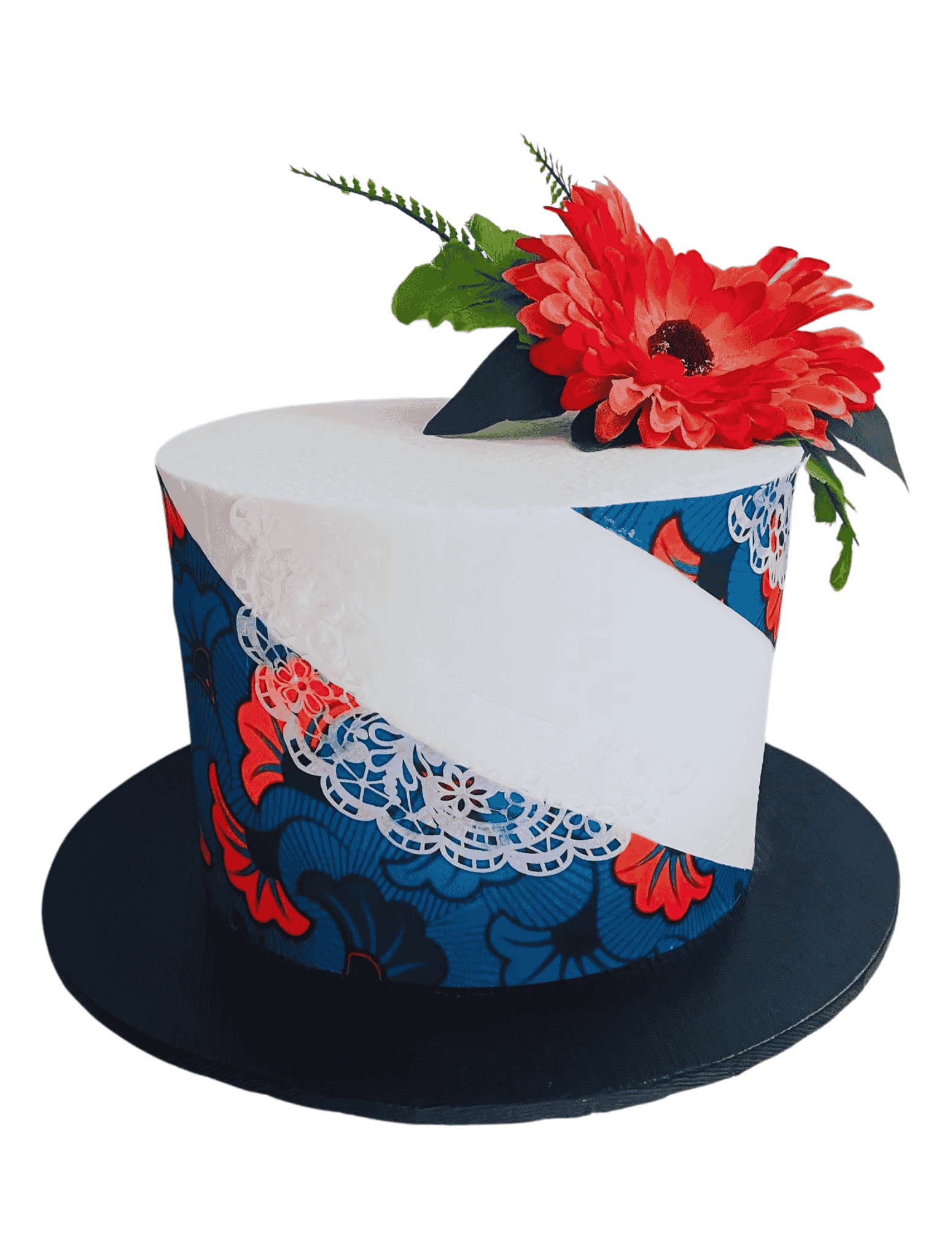 Ankara Lace Flower Cake