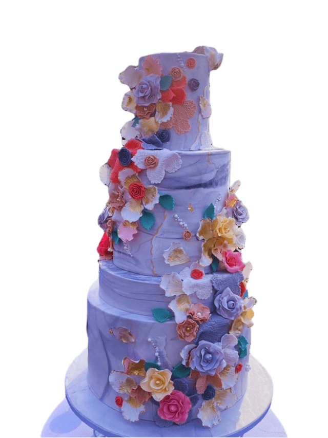 Floral Marble Wedding Cake