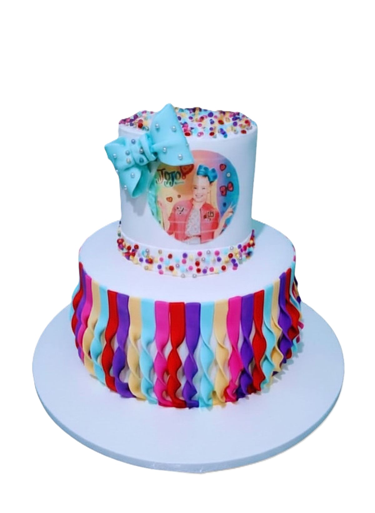Pearls And Swirls Rainbow Cake