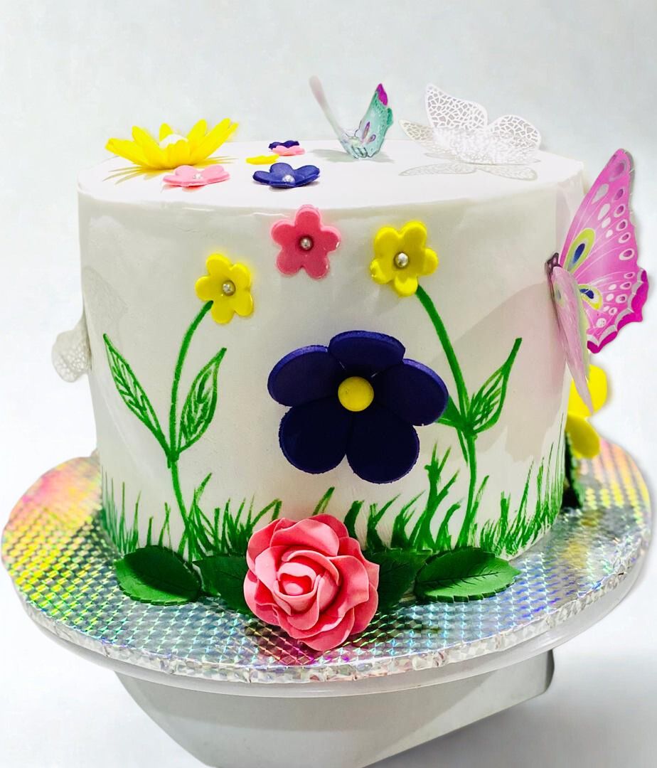 Pretty Floral Butterfly Cake