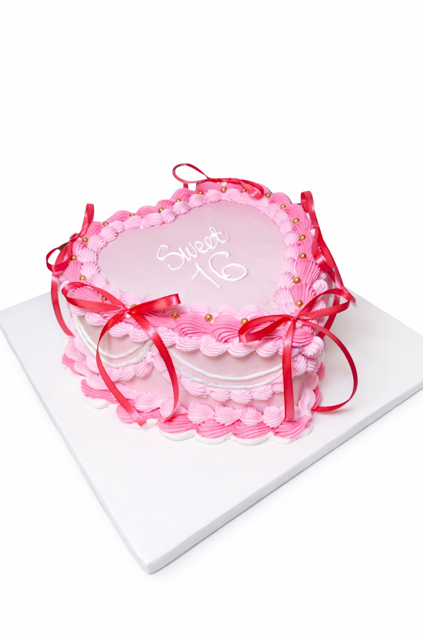 Retro Pink Heart Cake