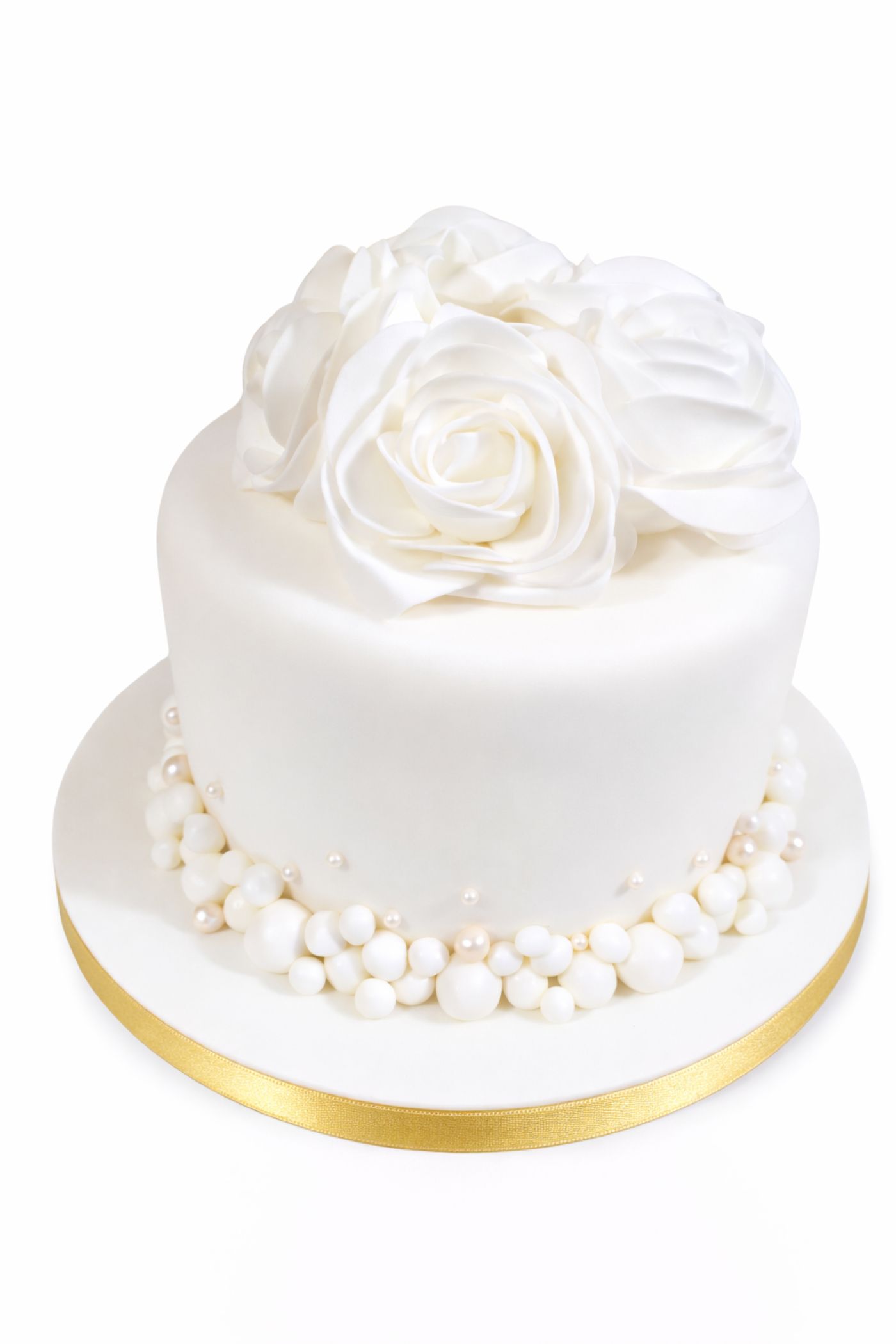 Simple Silk Flowers Wedding Cake