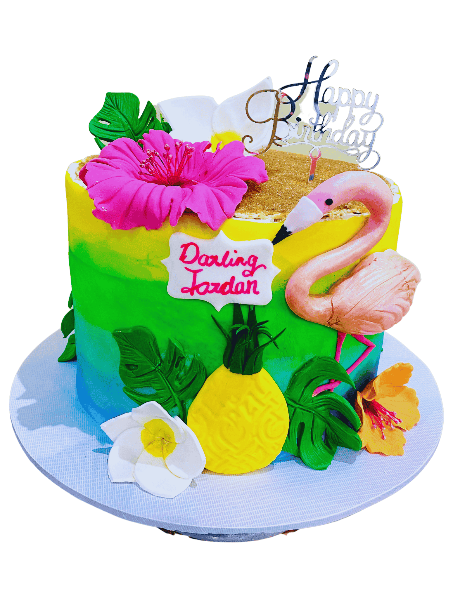 Tropical Theme Flamingo Cake